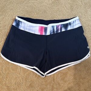 Lululemon Athletica Navy Shorts with Multicolor Waistband